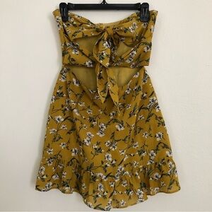 Tularosa Strapless Tie-Front  Anna Dress Yellow Dolly Floral Size Small